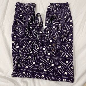 Navy and White Patterned Pants